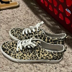 Leopard Print Canvas Sneakers
